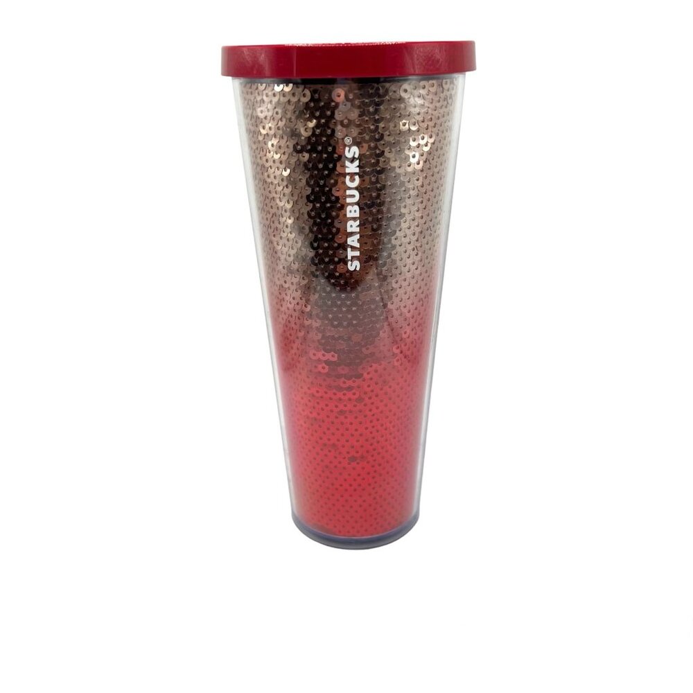 Starbucks Tumbler Holiday 2018 Red Ombre Sequins 24oz Venti No Straw